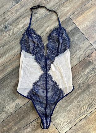 Синий боди victorias secret серии v-wire teddy