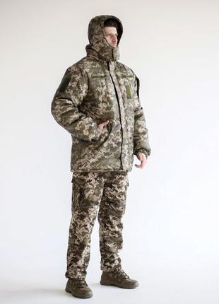 Зимовий комплект 2 в 1. бушлат + штани тактичні на флісі піксель2 фото