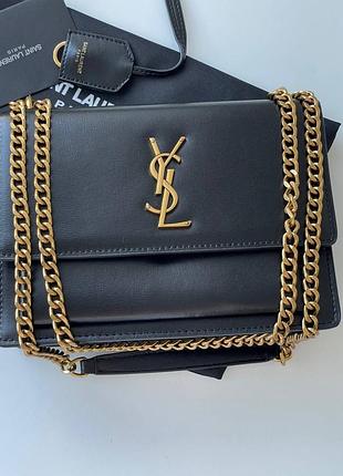Сумка кожаная фурнитура золото в стиле yves saint laurent🖤