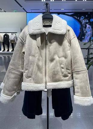 Zara- xs,s,m. замшевая куртка авиатор, бежевая дубленка,косуха короткая, пуффер5 фото