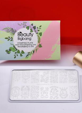 Пластина для стемпінгу beautybigbang xl-078 для декору нігтів3 фото