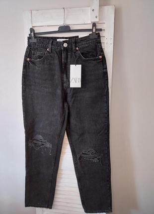 Джинсы мом серые женские zara