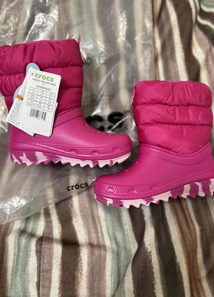 Зимові черевики чоботи зимние ботинки сапожки сапоги crocs candy pink 29 30 c121 фото