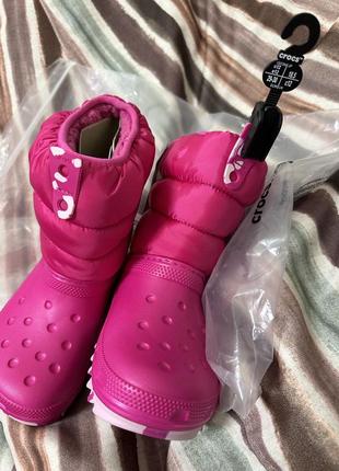 Зимові черевики чоботи зимние ботинки сапожки сапоги crocs candy pink 29 30 c127 фото