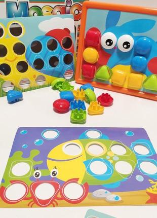 Игрушка мозаика 6047 технок в коробке 26 фишек 6 трафаретов детская пластиковая развивающая для детей с 2 лет