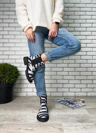 Ботинки челси кожаные зебра на платформе. премиум качество4 фото
