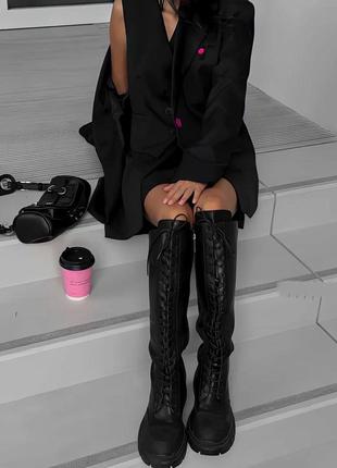 Женский черный базовый модный супер современный пиджак на подкладке в стиле oversize 20236 фото
