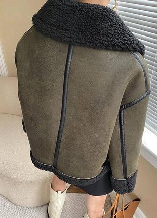 Укороченая дубленка zara- xs,s. куртка авиатор хаки, косуха, пуховик пуффер5 фото