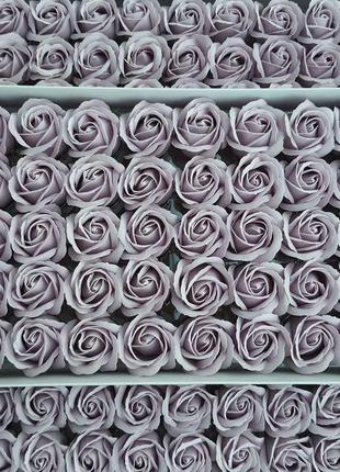 Біло-бузкова мильна троянда (корея) для створення розкішних нев'янучих букетів і композицій з мила1 фото