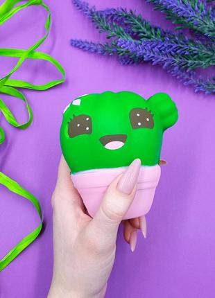 Игрушка сквиш squish зеленый кактус, детская антистресс игрушка мягкая с запахом/ароматом топ