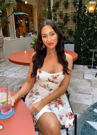 Плаття сарафан сукня квіти квітковий принт бежевий zara s m 3198 242