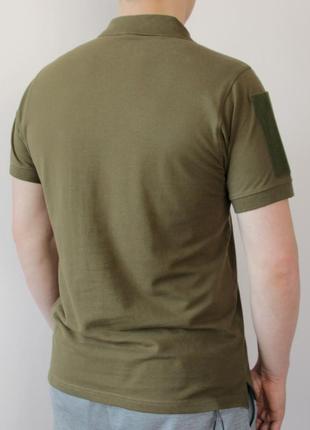 Футболка олива/хаки котон, футболка поло с липучками (размер xl), армейская рубашка под шевроны топ3 фото