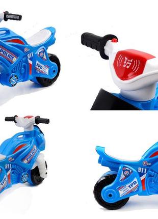 Музикальний мотоцикл технок 5781 блакитний каталка дитячий мотобайк біговел велобіг толокар для дітей