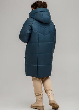Зимнее стильное пальто гамбург с двусторонней молнией батал 50-60 размеры разные цвета бирюзовое3 фото