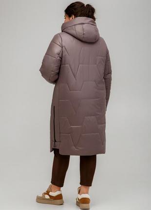 Модне пальто пуховик мюнхен з двосторонньою блискавкою великих розмірів 50-60 різні кольори какао2 фото