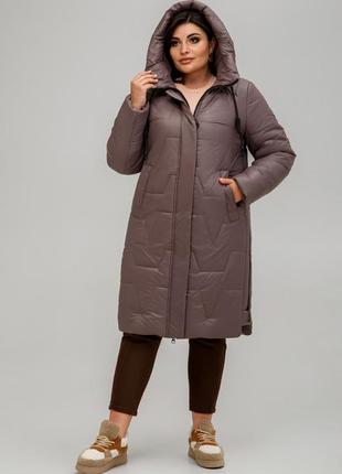 Модне пальто пуховик мюнхен з двосторонньою блискавкою великих розмірів 50-60 різні кольори какао5 фото