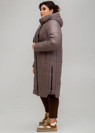 Модне пальто пуховик мюнхен з двосторонньою блискавкою великих розмірів 50-60 різні кольори какао3 фото