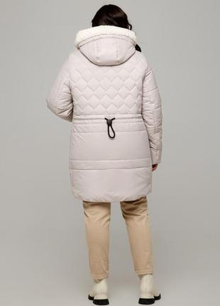 Гарна зимова куртка барселона стьобана з хутром під овчину великого розміру 50-60 розміри різні кольори лід5 фото