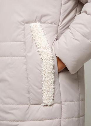 Гарна зимова куртка барселона стьобана з хутром під овчину великого розміру 50-60 розміри різні кольори лід9 фото