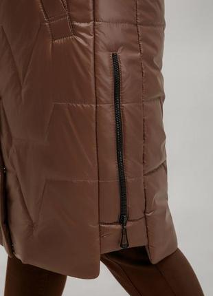 Модне пальто пуховик мюнхен з двосторонньою блискавкою великих розмірів 50-60 різні кольори коричневий3 фото