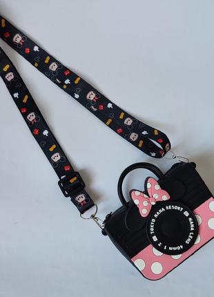 Сумочка фотоаппарат minnie mouse (розовая с черным)4 фото