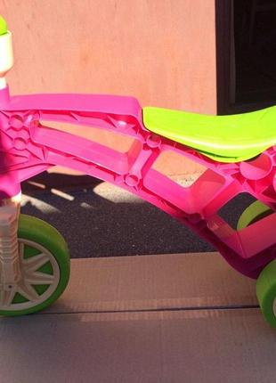 Дитячий біговел каталка "ролоцикл" технок 3220 рожевий жовтогарячий