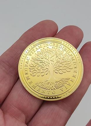Монета сувенірна "дерево життя/череп" (колір — золото) арт. 04160