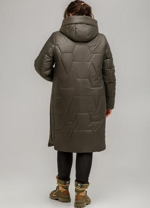 Модне пальто пуховик мюнхен з двосторонньою блискавкою великих розмірів 50-60 різні кольори хакі2 фото