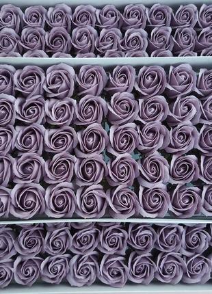 Темно-лавандова мильна троянда (корея) для створення розкішних нев'янучих букетів і композицій з мила1 фото
