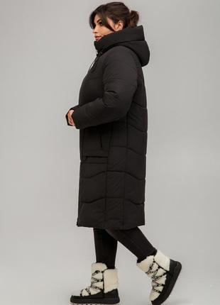 Теплое женское зимнее пальто верона из матовой плащевки батал 50-60 размеры разные цвета черное3 фото