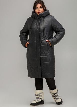 Модное пальто пуховик мюнхен с двусторонней молнией больших размеров 50-60 разные цвета чорний