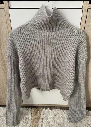 Шикарный тёплый укорочённый свитер h&m шерсть5 фото