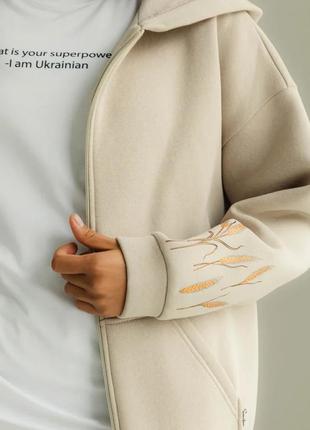 Дуже тепла жіноча товстовка на замку з оригінальним малюнком колосків 42-52 розміри...