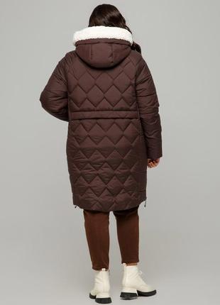 Модная женская зимняя куртка тоскана стеганая с мехом под овчину батал 50-60 размеры...