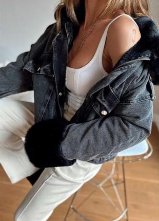 Женская джинсовка на меху7 фото
