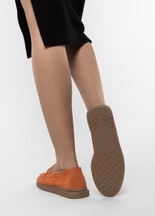 Туфли женские оранжевые лоферы замшевые на платформе,на низком ходу,плоской подошве,удобние 992тz-а9 фото