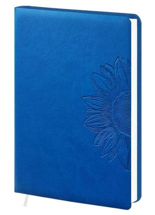 Щоденник недатований а5, синій, 176 аркушів, лінійка, обкладинка штучна шкіра сонях1 фото