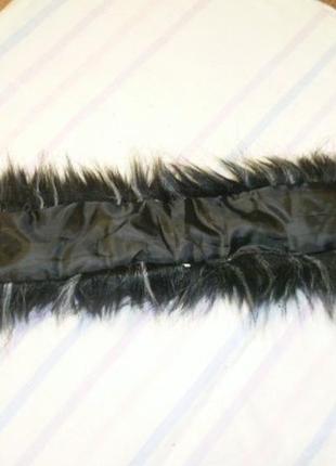 Шикарная новая опушка на капюшон эко - мех искуственная черная-белая 57 см