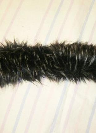 Шикарная новая опушка на капюшон эко - мех искуственная черная-белая 57 см