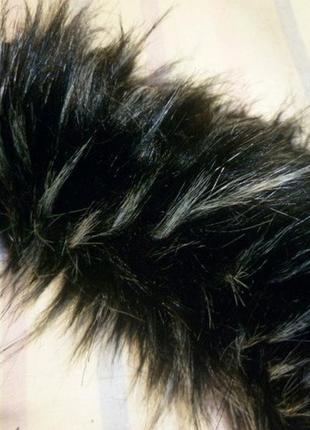 Шикарная новая опушка на капюшон эко - мех искуственная черная-белая 57 см