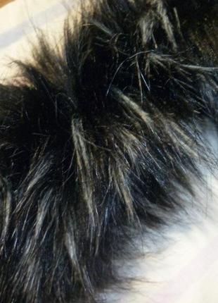 Шикарная новая опушка на капюшон эко - мех искуственная черная-белая 57 см