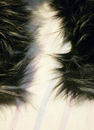 Шикарная новая опушка на капюшон эко - мех искуственная черная-белая 57 см