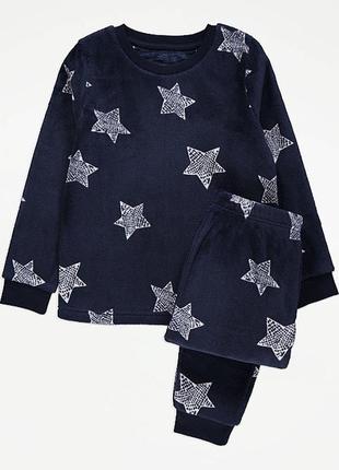 Теплая плюшевая пижама george на мальчика 3-4-5-6-7 лет 98-104-110-116-122 см джордж кофта штаны
