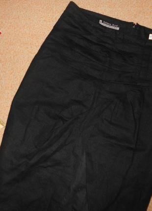 Льняная юбка карандаш - с ассиметричным закрытым разрезом  и драпировкой в поясе 46-48 р5 фото