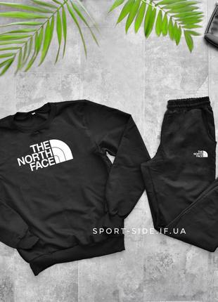 Чоловічий спортивний костюм the north face (норс фейс) чорний світшот, штани (толстовка лонгслів худі)