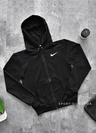 Мужская толстовка nike (найк) черная с замком, олимпийка (мастерка)