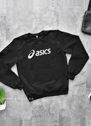 Мужской свитшот asics (асикс) черый (большая эмблема) толстовка лонгслив (чоловічий світшот)