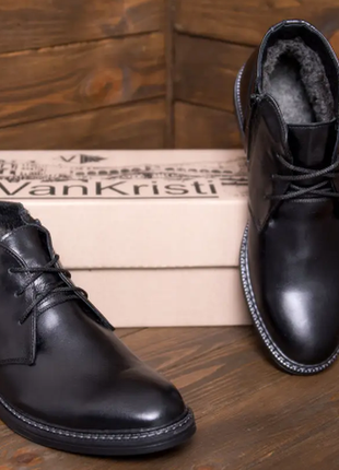 Мужские зимние кожаные ботинки из натуральной кожи vankristi vk 668 бот3 фото
