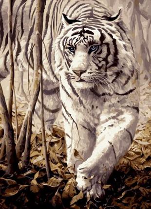 Набір для розпису по номерах білий тигр strateg розміром 40х50 см (gs1124)1 фото