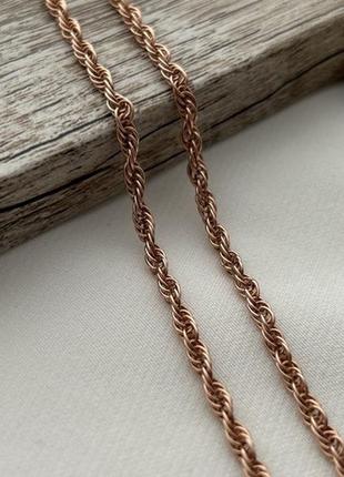 Ланцюжок позолочений зі срібла з плетінням жгут на шию 40 см